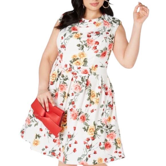 Emerald Sundae White Floral Fit & Flare Dress NWT 2X Plus Romantic Cottagecore - Picture 3 of 10